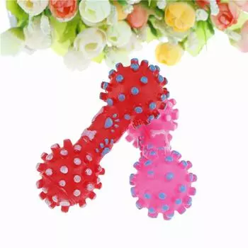 1 шт., виниловая игрушка-гантель с шипами, виниловая массажная игрушка с шипами, гантели для домашних животных, звучащая игрушка