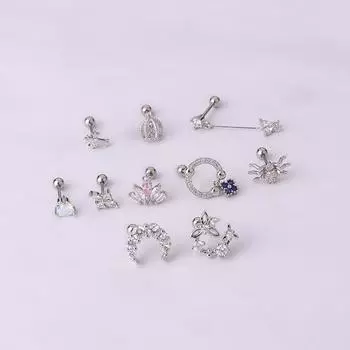 1 шт., винт из нержавеющей стали, ушная кость, ноготь, хрящ, пирсинг, модные серьги-гвоздики, ювелирные изделия 1 серебряный