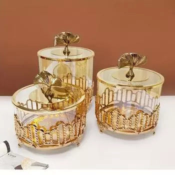 1 шт., винтажная банка для хранения в европейском стиле с крышкой-элегантная коробка конфет для гостиной, журнального столика и украшения рабочего стола Small
