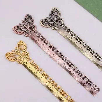 1 шт., винтажная металлическая полая бабочка, гинкго, линейка для тонкой резьбы, измерительный инструмент, многофункциональная прямая линейка, закладка, школьные принадлежности 1pc style A1