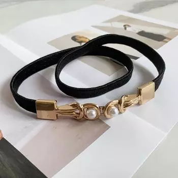 1 шт., винтажная простая металлическая пряжка с узлом для женщин, однотонный женский поясной ремень из кожи, украшение для платья, тонкий пояс чёрный