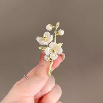 1 шт. винтажная темпераментная зеленая жасминовая брошь для женщин, очаровательный растительный роскошный модный цветок, жемчужный корсаж, анти-экспозиция, булавка, аксессуары, ювелирный подарок золотой