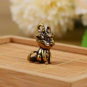 1 шт., винтажные латунные китайские фигурки драконов и зверей, подвески для автомобильных ключей, латунные брелки для ключей с животными, подвесные ювелирные изделия, брелоки
