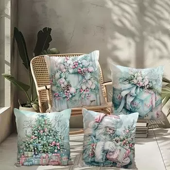 1 шт. винтажные рождественские декоративные наволочки - Санта-Клаус, 18 x18 - мягкий короткий плюш - подходит для гостиной, спальни, дивана 450mm*450mm