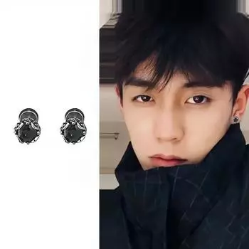 1 шт. винтажные серьги-кольца в стиле хип-хоп, панк из титановой стали, серьги-кольца для пирсинга для женщин и мужчин, круглые подвесные ювелирные изделия, черный, белый цвет серебряный