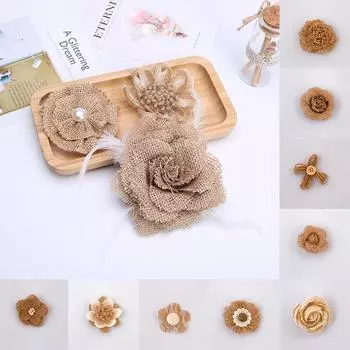 1 шт. винтажные товары для рукоделия искусственные цветы джутовая мешковина роза гессиан лента бант свадьба ручная работа 2