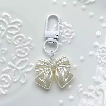 1 шт. винтажный брелок-бантик простой стиль Y2K брелок-бант сумка кулон рюкзак подвесные аксессуары для поделок белый