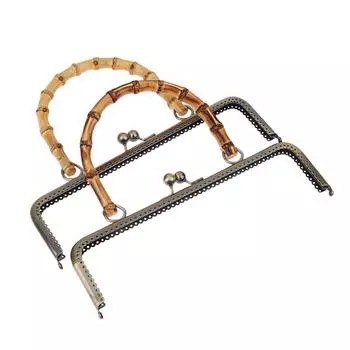 1 шт., винтажный металлический кошелек, рамка, застежка-поцелуй, замок с бамбуковой ручкой, ювелирные застежки, швейные застежки, принадлежности для изготовления кошелька 20cm цвет старого дерева