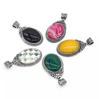 1 шт. винтажный овальный хрустальный кулон в богемном стиле, лечебные подвески из натурального камня для DIY женщин и мужчин, ожерелье, аксессуары для изготовления ювелирных изделий 4 6 см 4x6cm