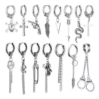 1 шт., висячие серьги из нержавеющей стали в стиле панк для мужчин/женщин, новый стиль, хип-хоп, готическая пряжка для ушей, ювелирные изделия, лучшие подарки