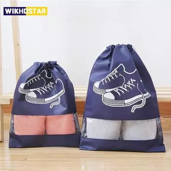 1 шт. водонепроницаемая сумка для обуви для путешествий, портативная сумка для хранения обуви, нетканая сумка-тоут для туалетных принадлежностей на шнурке, чехол для дорожной одежды, упаковка M серый