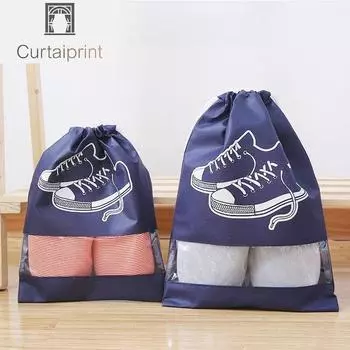 1 шт. водонепроницаемая сумка для обуви для путешествий, портативная сумка для хранения обуви, нетканая сумка-тоут для туалетных принадлежностей на шнурке, чехол для дорожной одежды, упаковка M зелёный