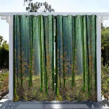 1 шт., водонепроницаемые шторы с принтом «Ландшафтный лес» для защиты от солнца и украшения гостиной, спальни и кухни W138X214H(cm) 1PC&Grommet top