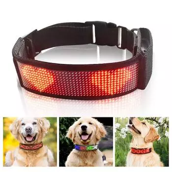 1 шт. водонепроницаемый ошейник для собак с Bluetooth-программируемым светодиодным дисплеем, регулируемый ошейник для собак с именем собаки красный