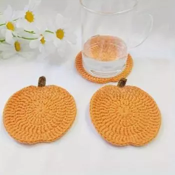 1 шт. вязаная крючком нескользящая вязаная подставка под стакан, держатель для кофе, чая, напитков, подставка под горячий напиток, кухонная теплоизоляционная подставка Pumpkin