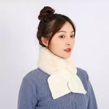 1 шт. вязаный шарф из искусственного меха, зимний теплый, морозостойкий шейный шарф, ветрозащитный, плюшевый шарф, мягкая шаль с перекрестными лямками