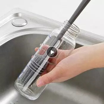 1 шт. вращающаяся щетка для мытья бутылок молока, специальная щетка с длинной ручкой для чистки щелей от пятен чая, силиконовая щетка с щетиной синий