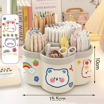 1 шт. вращающийся на 360 ° держатель для ручек - многофункциональный органайзер для офисного стола, подходит для ручек для макияжа и канцелярских принадлежностей для студентов A1