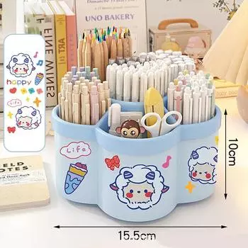 1 шт. вращающийся на 360 ° держатель для ручек - многофункциональный органайзер для офисного стола, подходит для ручек для макияжа и канцелярских принадлежностей для студентов