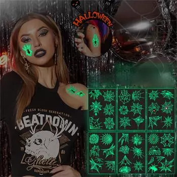 1 шт. временная татуировка наклейка светящаяся наклейка для татуировки на Хэллоуин водостойкая поддельная татуировка татуировка тело рука нога светящаяся наклейка-татуировка паука