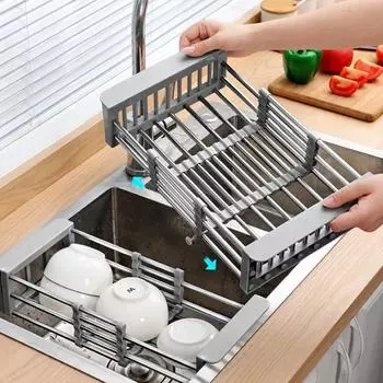 1 шт., выдвижная кухонная раковина из нержавеющей стали, стеллаж для хранения мисок, овощей, фруктов, сливная корзина для чистки чёрный