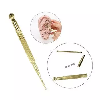 1 шт. выдвижной зонд для акупунктурных точек, латунная ручка для массажа ушных рефлекторных зон, игла для массажа, инструменты для ухода за ушами