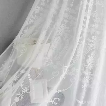 1 шт., вышитая белая тюль, занавеска, популярный элегантный европейский дизайн, серия Nuan W100cm x L200cm