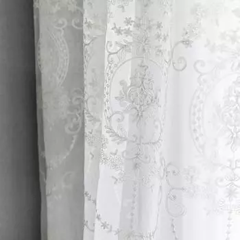 1 шт., вышитая белая тюль, занавеска, популярный элегантный европейский дизайн, серия Nuan W100cm x L130cm