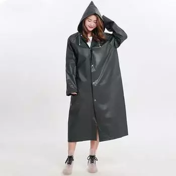 1 шт., высококачественный плащ унисекс из ЭВА, утолщенный водонепроницаемый дождевик для женщин и мужчин, черный походный водонепроницаемый дождевик, костюм One Size чёрный