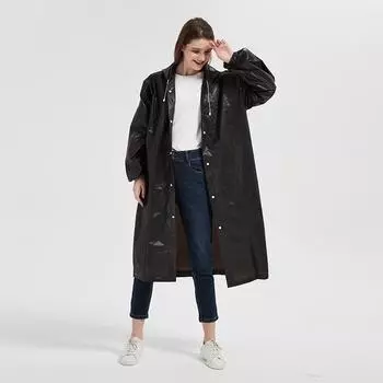 1 шт., высококачественный плащ унисекс из ЭВА, утолщенный водонепроницаемый дождевик для женщин и мужчин, черный походный водонепроницаемый дождевик, костюм One Size чёрный