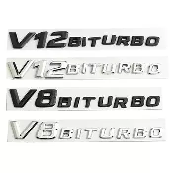 1 шт. x ABS V8 V12 BITURBO логотип эмблема наклейка на крыло для E63 CL63 CLS63 G63 ML63 S63 SL63 V8 Silver