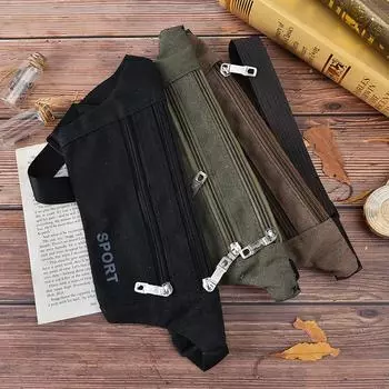 1 шт. X холст и большая вместительная поясная сумка для бега для кемпинга, спорта, пешего туризма, сумка на молнии чёрный