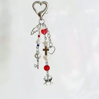 1 шт. Y2K готический паук скелет бисерный ремешок для мобильного телефона эстетический ремешок для мобильного телефона брелок паутина кулон телефонная цепочка