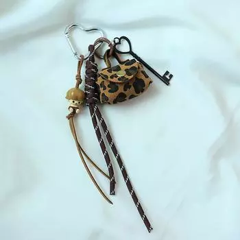 1 шт. Y2K Кожаный веревочный брелок Милый подвес для сумки Bubble Mart Labubu 3D Креативный мультяшный брелок Шнурок для мобильного телефона против потери