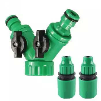 1 шт. Y-образные соединители для кранов с 2 шт. быстрым адаптером для шланга 3/5 мм, разветвителя воды для орошения сада и фитингов для трубок 1/8 дюйма зелёный