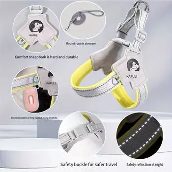 1 шт. Y-образный нагрудный ремень для собак с поводком для собак, светоотражающий и дышащий, регулируемый поводок для прогулок с домашними животными 4-6kg чёрный