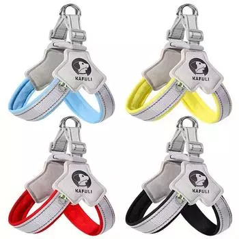 1 шт. Y-образный нагрудный ремень для собак с поводком для собак, светоотражающий и дышащий, регулируемый поводок для прогулок с домашними животными 4-6kg чёрный