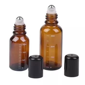 1 шт. Янтарный шариковый флакон для эфирных масел, пустой флакон для духов, многоразовый контейнер для жидкости, 5/10/15/30/50/100 мл 15ml