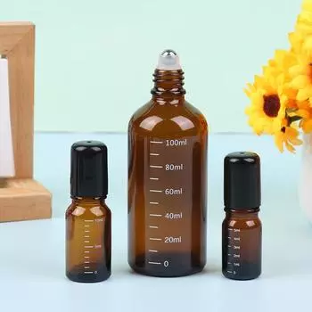 1 шт. Янтарный шариковый флакон для эфирных масел, пустой флакон для духов, многоразовый контейнер для жидкости, 5/10/15/30/50/100 мл 15ml