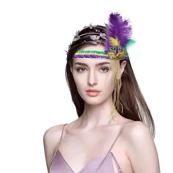 1 шт. Яркая открывающаяся лента для маскарада, эластичные перья, аксессуары для празднования праздников, макияжа, головных уборов, этнического стиля, военного капора
