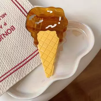 1 шт. Забавная имитация ложки для мороженого, новая заколка-акула в виде рожка, милый аксессуар для волос с хвостиком и прической «ракушка».