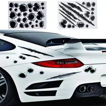 1 шт. забавные наклейки на автомобиль 3D пулевые отверстия боковые чехлы для автомобиля мотоцикл царапины реалистичные пулевые отверстия водонепроницаемые аксессуары инструменты