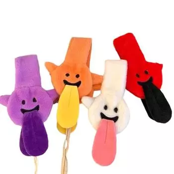 1 шт. забавные наушники с выплевыванием языка, теплая защита ушей, обязательный аксессуар для улицы, мультфильм оранжевый