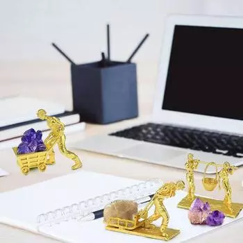 1 шт., забавные подарки, сплав, кристаллический лоток, золотые миниатюрные скульптуры шахтера