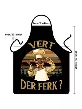 1 шт. Забавный фартук с изображением шеф-повара в винтажном стиле с забавным принтом - прочный полиэстер, не растягивается, легкий в уходе - идеально подходит для приготовления пищи и сервировки One-size чёрный