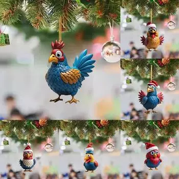 1 шт. Забавный рождественский цыпленок, украшение для курицы, праздничное висение, рождество для рождественских украшений Y3X6 11-1pcs