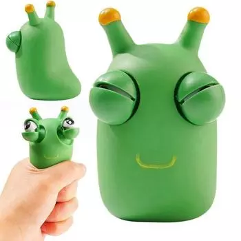 1 шт. Забавный травяной червь, игрушка с зеленым глазом, прыгающий червь, сжимающая игрушка, снимает тревогу, декомпрессионная игрушка ZPG чёрный