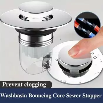 1 шт., заглушка для слива воды для умывания лица, фильтр для слива ванной комнаты, откидной сердечник, нажимной тип, откидная крышка, аксессуары