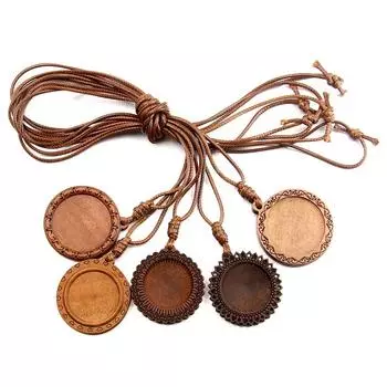 1 шт. заготовки для ожерелий DIY, деревянный кабошон, круглая форма, ремесло, украшение, кожаный шнур, изготовление ювелирных изделий, подставки, подставка для подвески 25mm