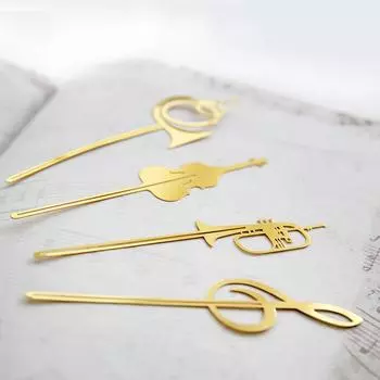 1 шт. закладки для книг с позолотой, держатель для нот для скрипки, трубы, маркера, офиса, школы